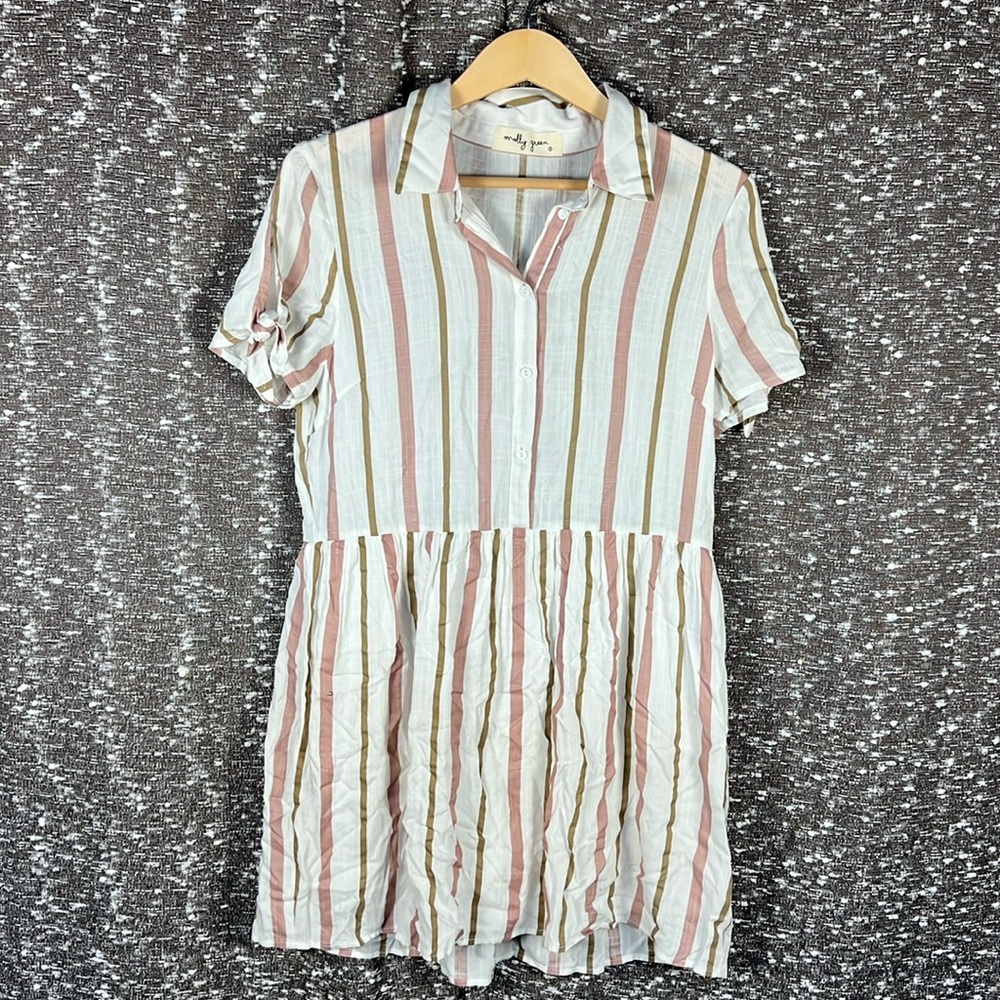 Molly Green Pink White Collared Dress‎